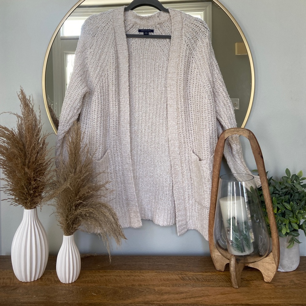 casual beige cardigan